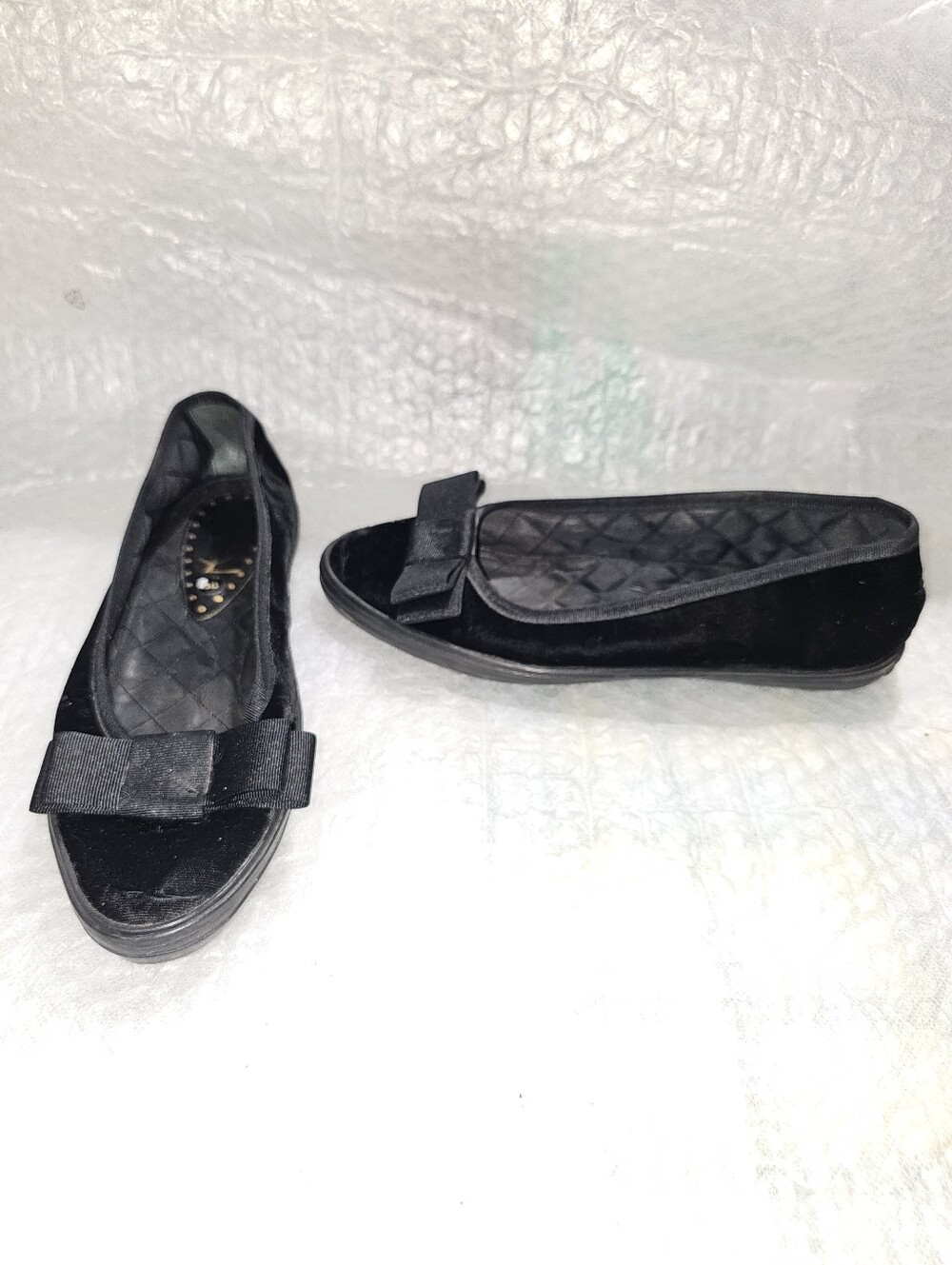 Vintage YSL black velvet slip-on ballet Bow flats rounded toe Size 38 USA 7.5 - Picture 8 of 10